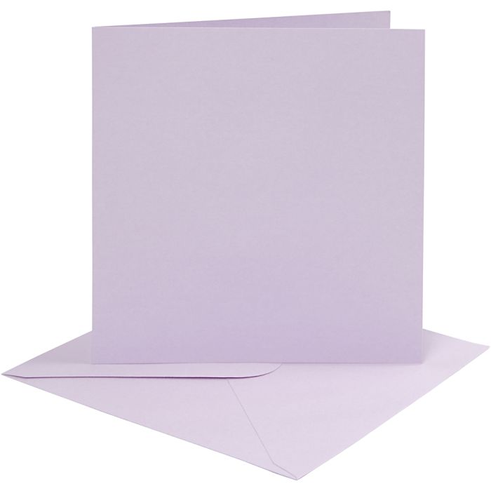 Kaarten en enveloppen, afmeting kaart 15,2x15,2 cm, afmeting envelop 16x16 cm, 210 gr, lichtpaars, 4set/ 1 doos