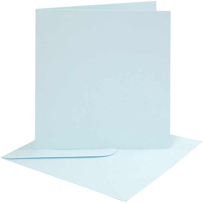 Kaarten en enveloppen, afmeting kaart 15,2x15,2 cm, afmeting envelop 16x16 cm, 220 gr, lichtblauw, 4set/ 1 doos