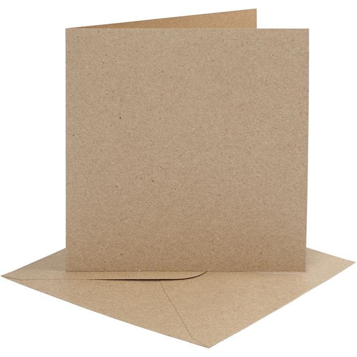 Kaarten en enveloppen, afmeting kaart 15,2x15,2 cm, afmeting envelop 16x16 cm, 230 gr, naturel, 4 set/ 1 doos