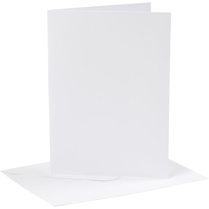 Kaarten en enveloppen, afmeting kaart 12,7x17,8 cm, afmeting envelop 13,3x18,5 cm, 230 gr, wit, 4 set/ 1 doos