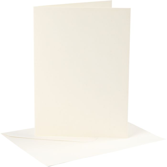 Kaarten en enveloppen, afmeting kaart 12,7x17,8 cm, afmeting envelop 13,3x18,5 cm, 220 gr, off-white, 4 set/ 1 doos