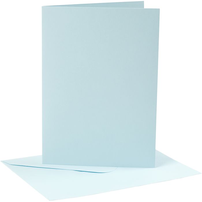 Kaarten en enveloppen, afmeting kaart 12,7x17,8 cm, afmeting envelop 13,3x18,5 cm, 220 gr, lichtblauw, 4 set/ 1 doos