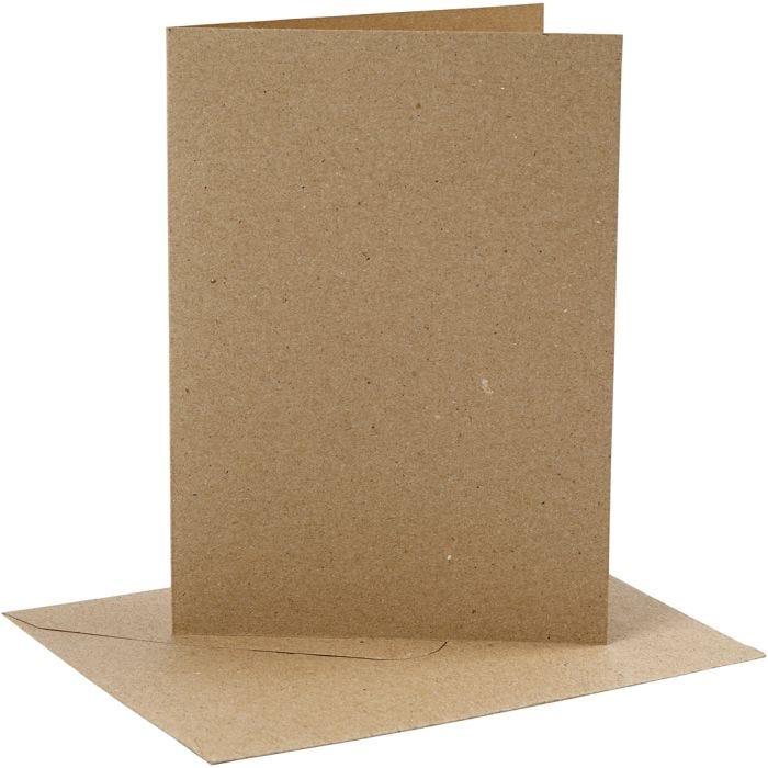 Kaarten en enveloppen, afmeting kaart 12,7x17,8 cm, afmeting envelop 13,3x18,5 cm, 230 gr, naturel, 4set/ 1 doos
