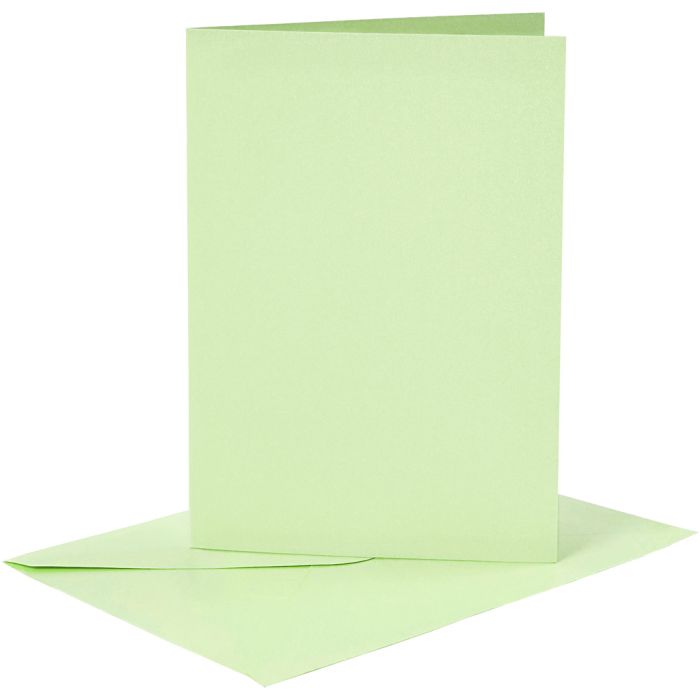 Kaarten en enveloppen, afmeting kaart 10,5x15 cm, afmeting envelop 11,5x16,5 cm, 120+210 gr, lichtgroen, 6 set/ 1 doos