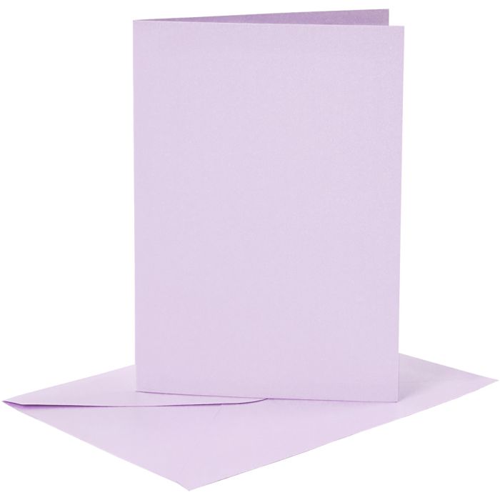 Kaarten en enveloppen, afmeting kaart 10,5x15 cm, afmeting envelop 11,5x16,5 cm, 120+210 gr, lichtpaars, 6 set/ 1 doos