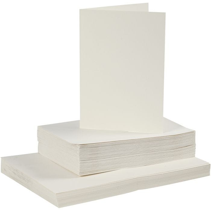 Kaarten en enveloppen, afmeting kaart 10,5x15 cm, afmeting envelop 11,5x16,5 cm, 110+220 gr, off-white, 50 set/ 1 doos