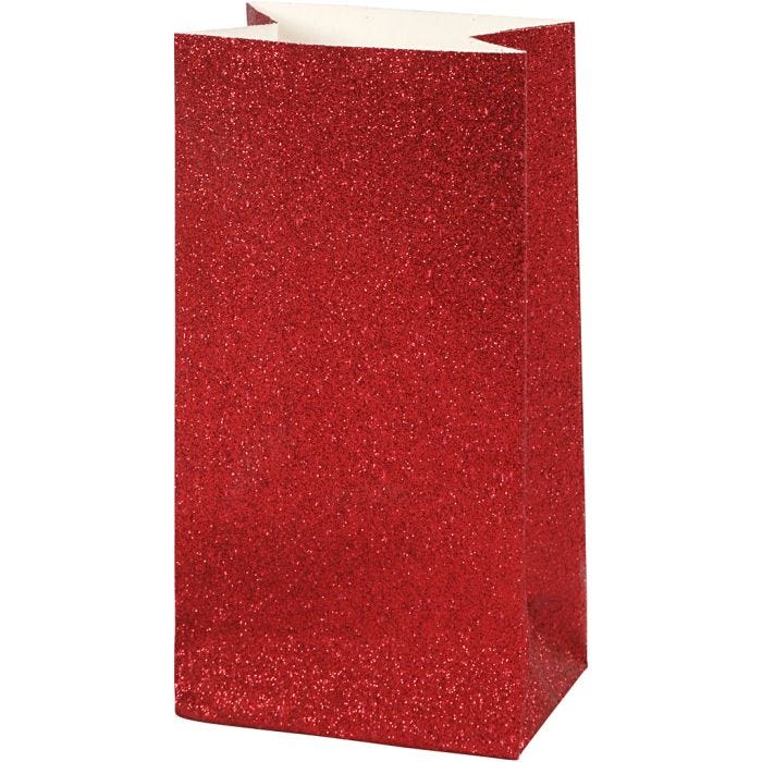 Papieren Zakken, H: 17 cm, afm 6x9 cm, 200 gr, rood, 8 stuk/ 1 doos