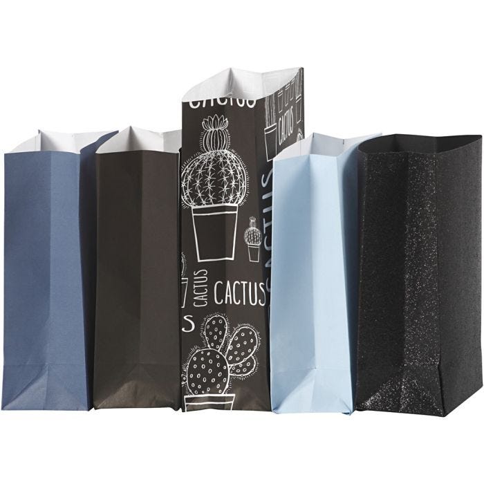 Papieren Zakken, H: 21 cm, afm 6x9 cm, 80 gr, 5x10 doos/ 1 doos