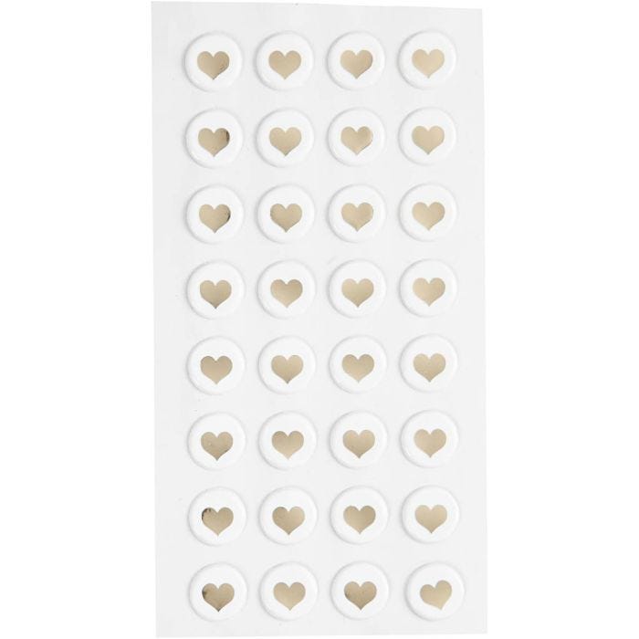 Puffy stickers, d 14 mm, dikte 2 mm, wit, 32 stuk/ 1 doos
