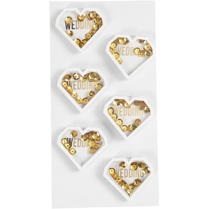 Shaker stickers, D: 4 mm, L: 32 mm, B: 38 mm, wit, 6stuk/ 1 doos
