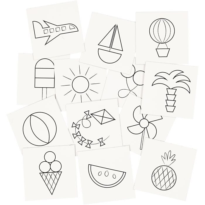 Memory kaarten, afm 7x7 cm, 400 gr, wit, 1 set