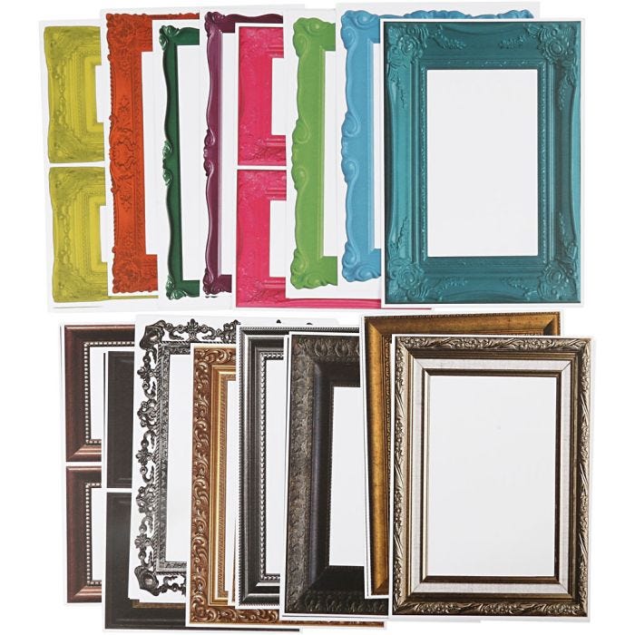 Lijsten, afm 26,2x18,5 cm, diverse kleuren, 64 div vellen/ 1 doos