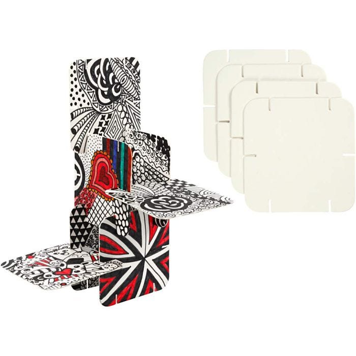 Puzzel constructie karton, afm 9,3x9,3 cm, dikte 1,2 mm, wit, 200stuk/ 1 doos