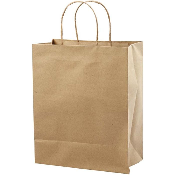 Papieren zakken, H: 33 cm, B: 26x13 cm, 125 gr, bruin, 10stuk/ 1 doos