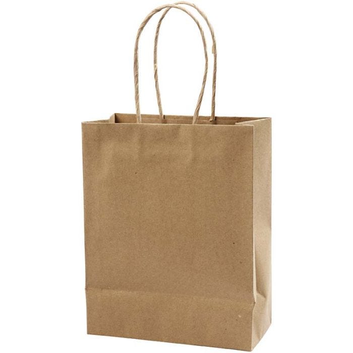 Papieren zakken, H: 23 cm, B: 18x9 cm, 125 gr, bruin, 10stuk/ 1 doos