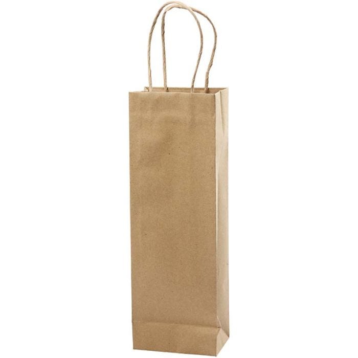 Papieren zakken, H: 36 cm, B: 13x8 cm, 125 gr, bruin, 10stuk/ 1 doos