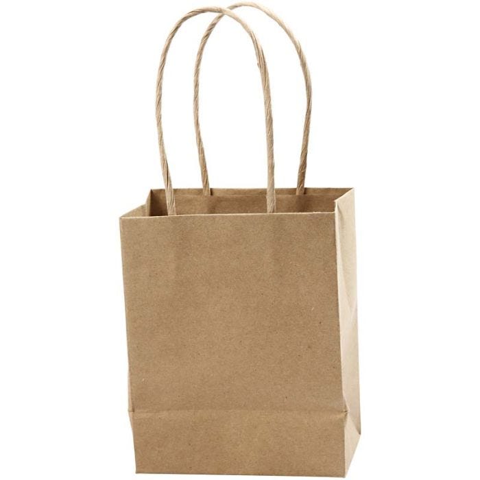 Papieren zakken, H: 17 cm, B: 12x7 cm, 125 gr, bruin, 10stuk/ 1 doos