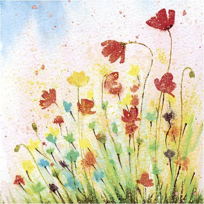 Servetten, papaver, afm 33x33 cm, 20 stuk/ 1 doos