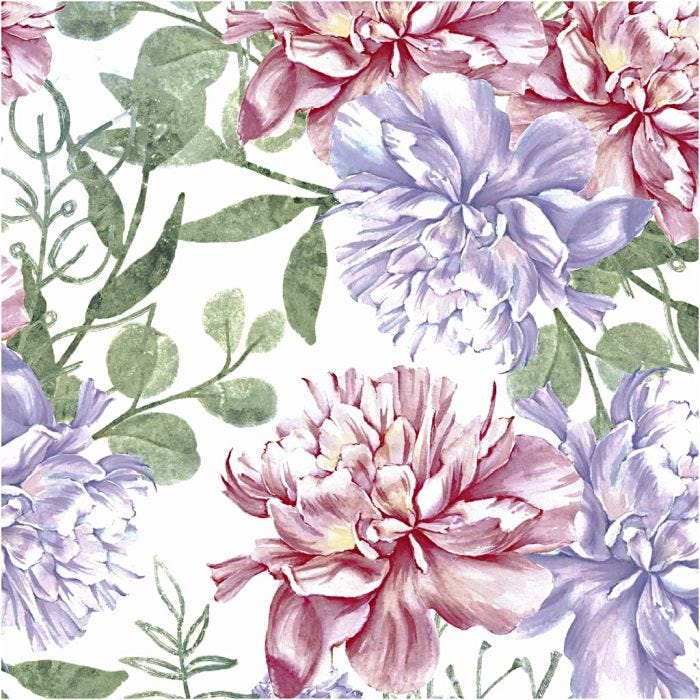 Servetten, pioenrozen, afm 33x33 cm, 20 stuk/ 1 doos