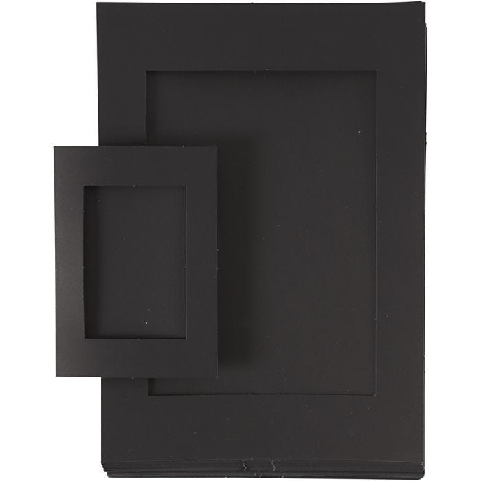 Passepartout lijsten, afm A4+A6, 180 gr, zwart, 2x60stuk/ 1 doos