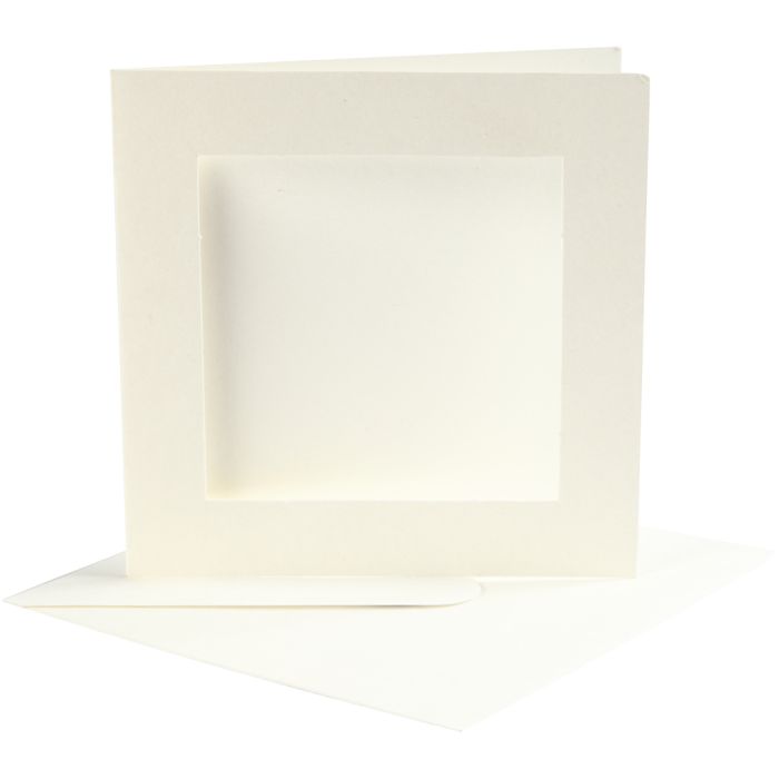 Passepartout Kaarten, afmeting kaart 12,5x12,5 cm, afmeting envelop 13,5x13,5 cm, off-white, 10 set/ 1 doos