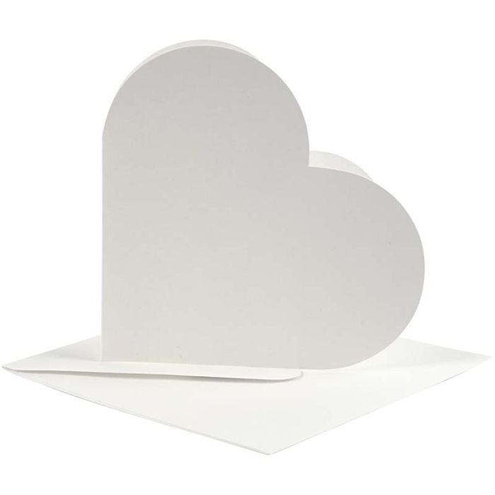 Hartvormige Kaarten, afmeting kaart 12,5x12,5 cm, afmeting envelop 13,5x13,5 cm, off-white, 10 set/ 1 doos