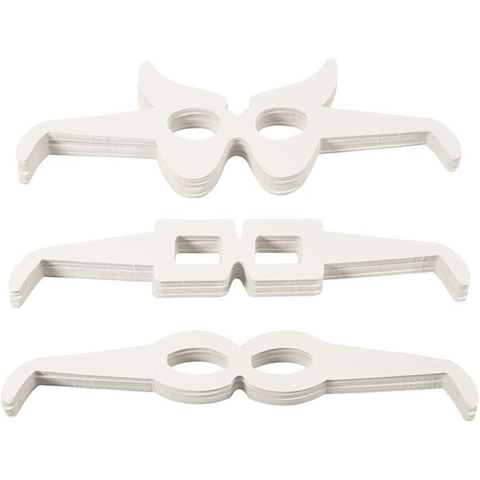 Brillen, H: 4,5-10 cm, L: 32 cm, wit, 160stuk/ 1 doos