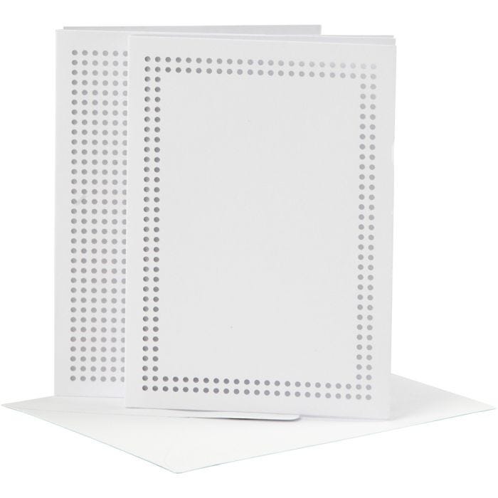 Kaarten om te borduren, afmeting kaart 10,5x15 cm, afmeting envelop 11,5x16,5 cm, wit, 6 set/ 1 doos