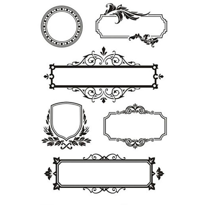 Silicone stempels, lijsten met ornamenten, vel 11x15,5 cm, 1 vel