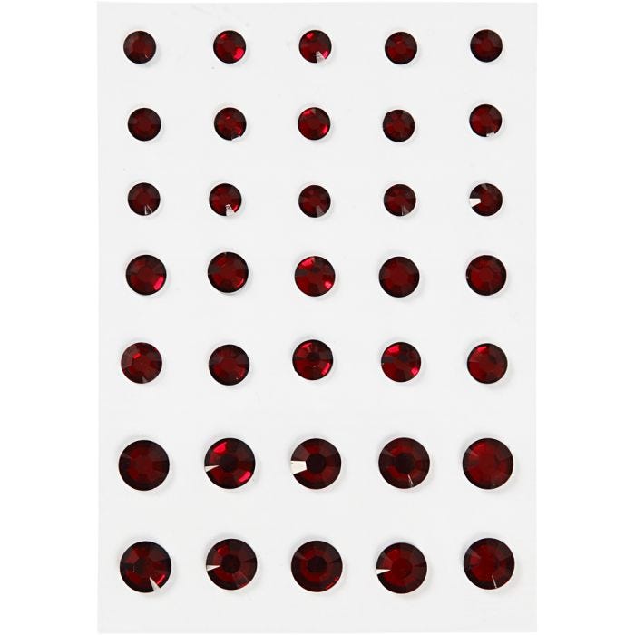 Strasstenen, ronde kegel, afm 6+8+10 mm, rood, 35 stuk/ 1 doos