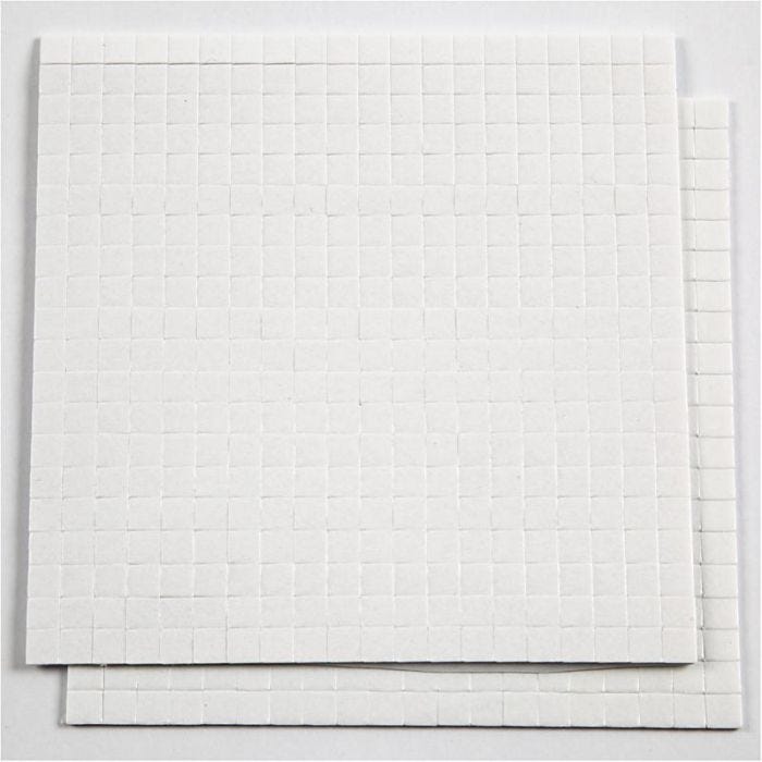3D foam pads, afm 5x5 mm, dikte 1 mm, wit, 2x400 stuk, 2vel/ 1 doos