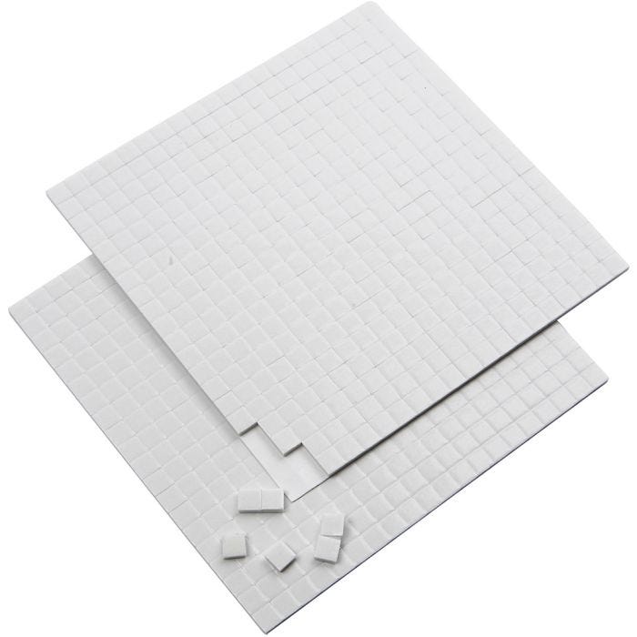 3D foam pads, afm 5x5 mm, dikte 2 mm, wit, 2x400 stuk, 2vel/ 1 doos