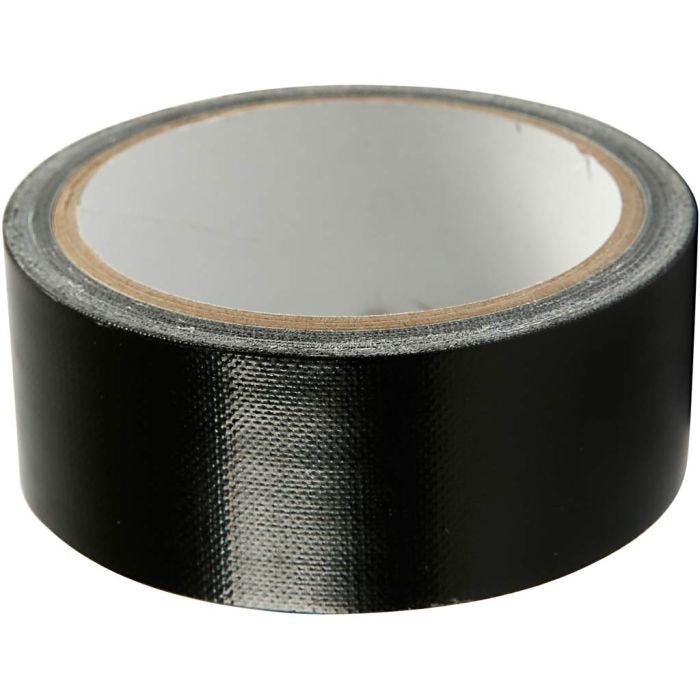 Canvas tape, B: 38 mm, zwart, 25m/ 1 rol