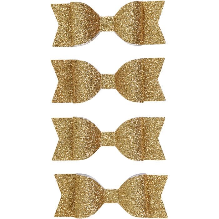 Strikken, afm 31x85 mm, goud glitter, 4 stuk/ 1 doos