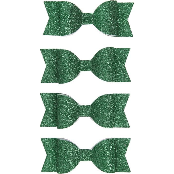 Strikken, afm 31x85 mm, groen glitter, 4 stuk/ 1 doos