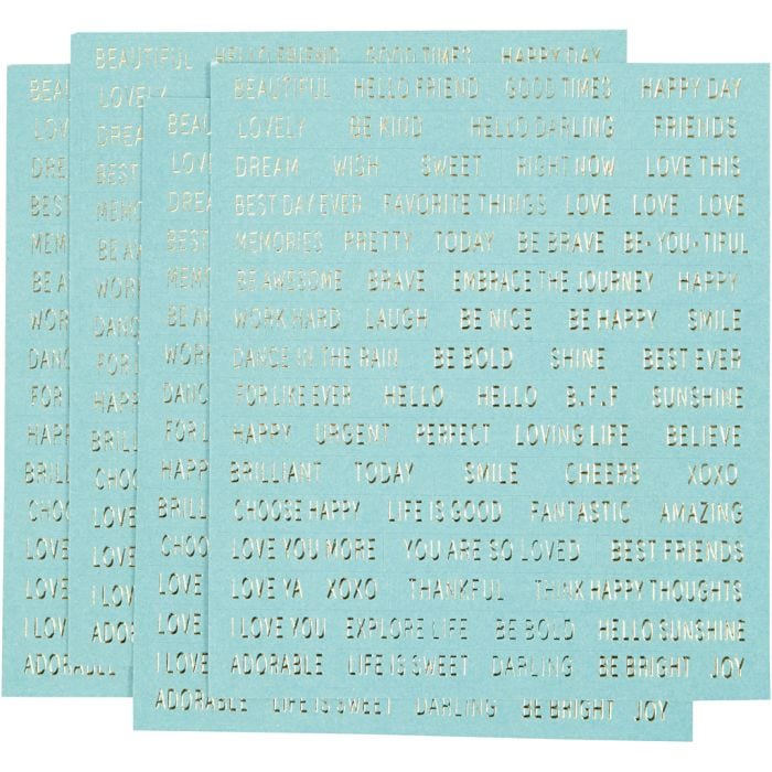 Stickers, vel 10x11,5 cm, turquoise, 4stuk/ 1 doos