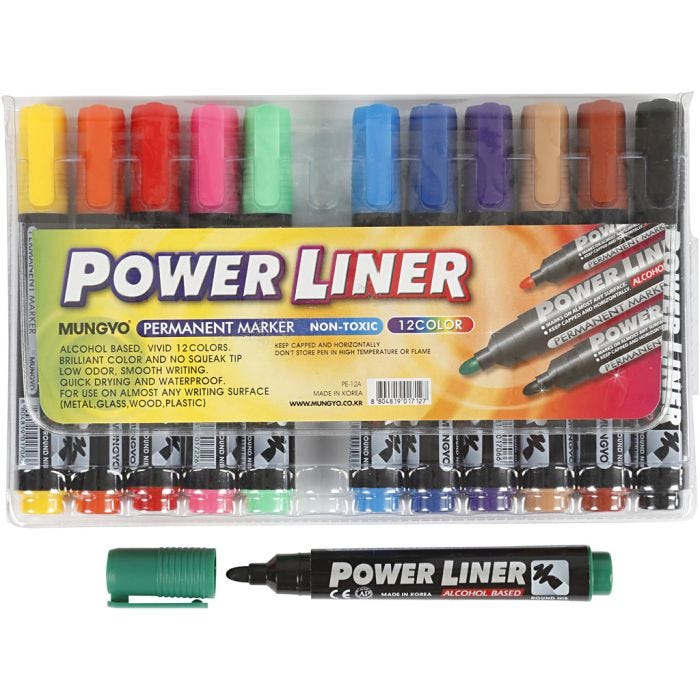 Power Liner, lijndikte 1,5-3 mm, diverse kleuren, 12 stuk/ 1 doos
