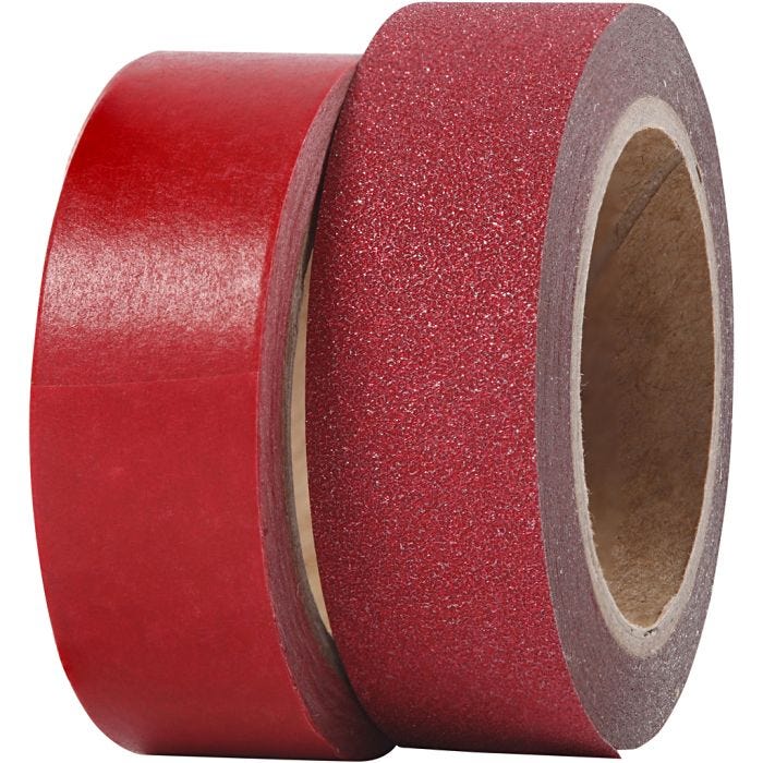 Masking tape, B: 15 mm, rood, 2 rol/ 1 doos