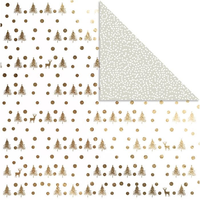 Design papier, herten en stippen, vel 30,5x30,5 cm, 180 gr, goud, 3vel/ 1 doos