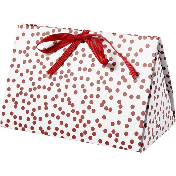 Cadeaudoos, stippen, afm 15x7x8 cm, 250 gr, rood, 3 stuk/ 1 doos