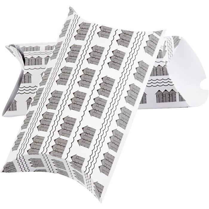 Cadeaudoosje, badhuis, afm 18x15x6 cm, 300 gr, zwart, wit, 3stuk/ 1 doos