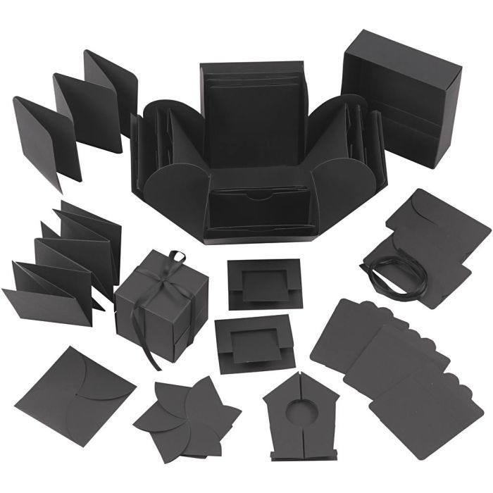 Explosion box, afm 7x7x7,5+12x12x12 cm, zwart, 1 stuk