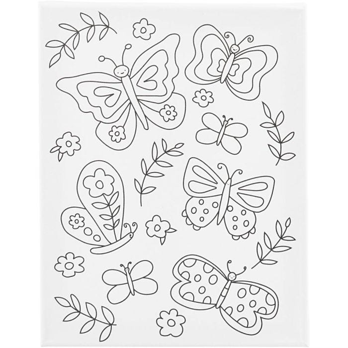 Schildercanvas met print, Vlinders, D: 1,6 cm, afm 24x30 cm, 360 gr, 1 stuk