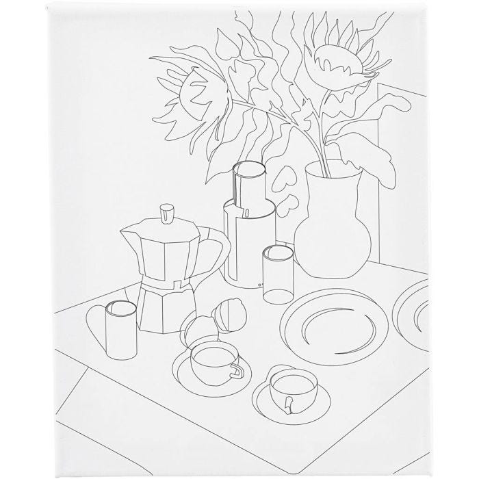 Schildercanvas met print, Ontbijttafel, D: 1,6 cm, afm 24x30 cm, 360 gr, 1 stuk
