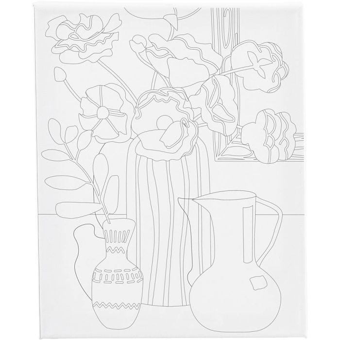 Schildercanvas met print, Stilleven met bloemen, D: 1,6 cm, afm 24x30 cm, 360 gr, 1 stuk