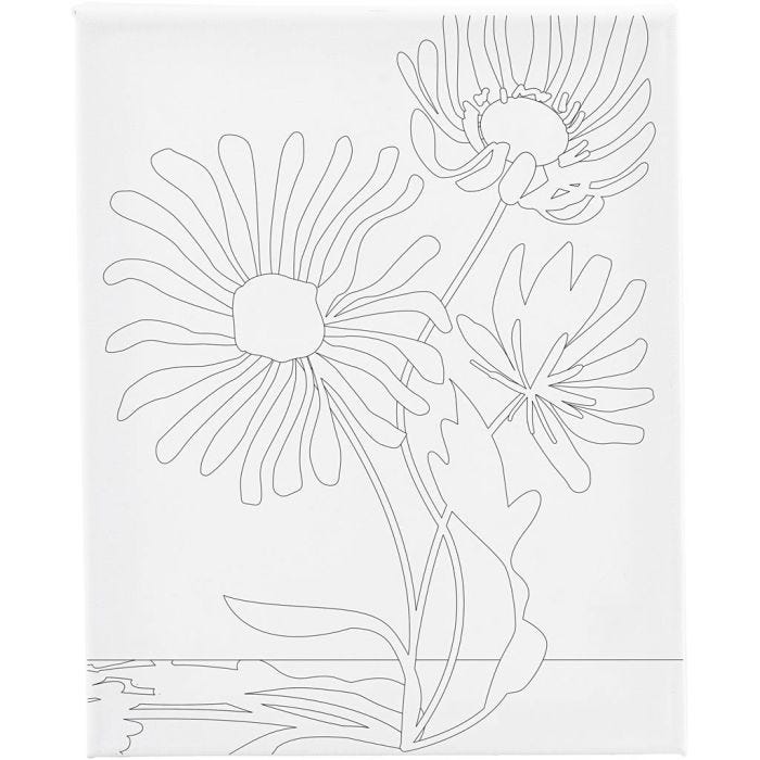 Schildercanvas met print, Grote bloemen, D: 1,6 cm, afm 24x30 cm, 360 gr, 1 stuk