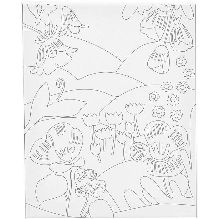 Schildercanvas met print, Bloemenlandschap, D: 1,6 cm, afm 24x30 cm, 360 gr, 1 stuk