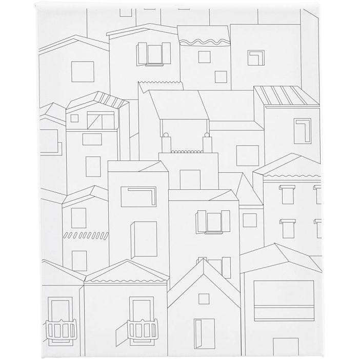 Schildercanvas met print, Stad, D: 1,6 cm, afm 24x30 cm, 360 gr, 1 stuk