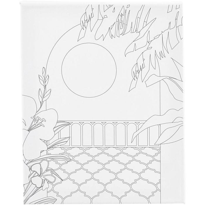 Schildercanvas met print, Zonnig balkon , D: 1,6 cm, afm 24x30 cm, 360 gr, 1 stuk