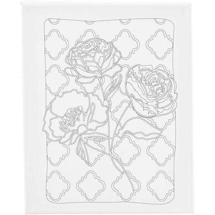 Schildercanvas met print, Rozen, D: 1,6 cm, afm 24x30 cm, 360 gr, 1 stuk